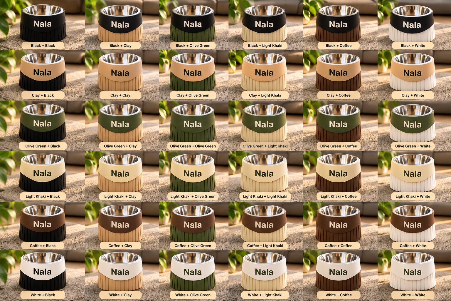 Toutes les combinaisons de couleurs de la petite gamelle